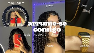 ARRUME-SE COMIGO para um DATE | vlog, cabelo, maquiagem, look, skin care 🤍
