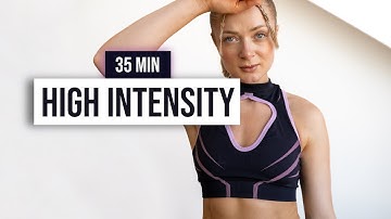 DAY 8: 35 MIN HIIT Home Workout (LEVEL UP 2.0 CHALLENGE), super sweaty 💦