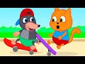 Familia de Gatos - Competiciones De Skate Dibujos Animados Para Niños