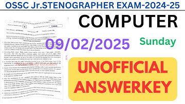 OSSC Jr.STENOGRAPHER 2024-25 |COMPUTER Details Analysis |Unofficial Answers
