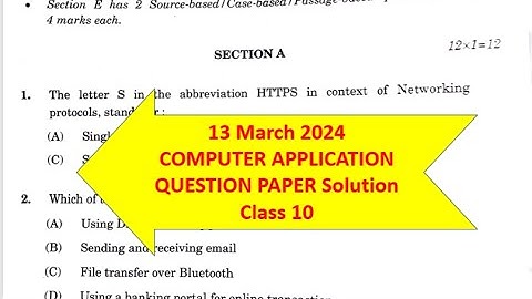 COMPUTER APPLICATION Answers key | Cbse Class 10 Board Exam 2024 | COMPUTER APPLICATION Answers