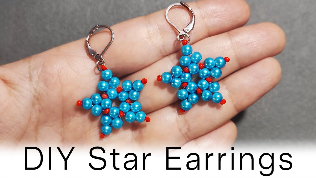 DIY Beaded Star Earrings ✨ Easy Jewelry Tutorial with Pearls & Seed Beads