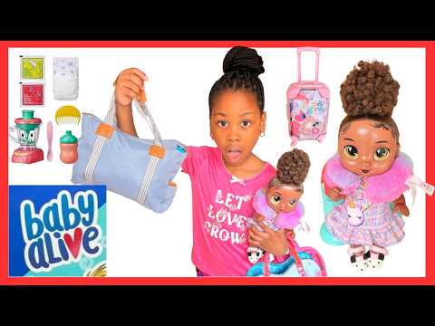 Baby Alive Doll Packing for Vacation Feeding  🍼 & Changing Diaper.