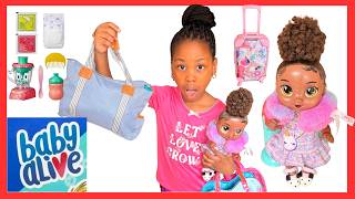 Baby Alive Doll Packing for Vacation Feeding 🍼 & Changing Diaper.