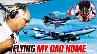 Pilot Flies Father Home in Fighter Jet alongside Boeing 747