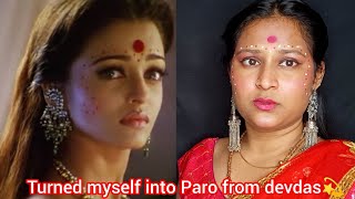 Shreya bani paro 😂 Recreated Aishwarya ray's paro look from devdas || #makeuptutorial#lookrecreation