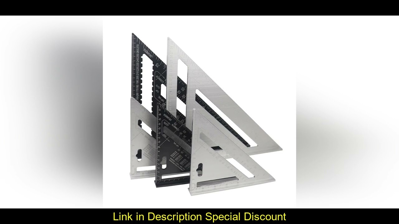 7''/12" Triangle Ruler Square Angle Protractor Aluminum Alloy Right Angle Ruler For Building Framin