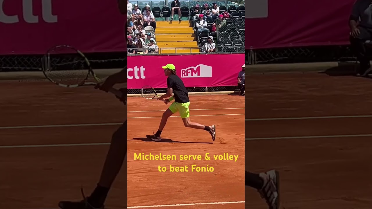 Alex Michelsen serve volleys on match point to beat Giovanni Fonio 6-4 7-6 in Estoril Open 