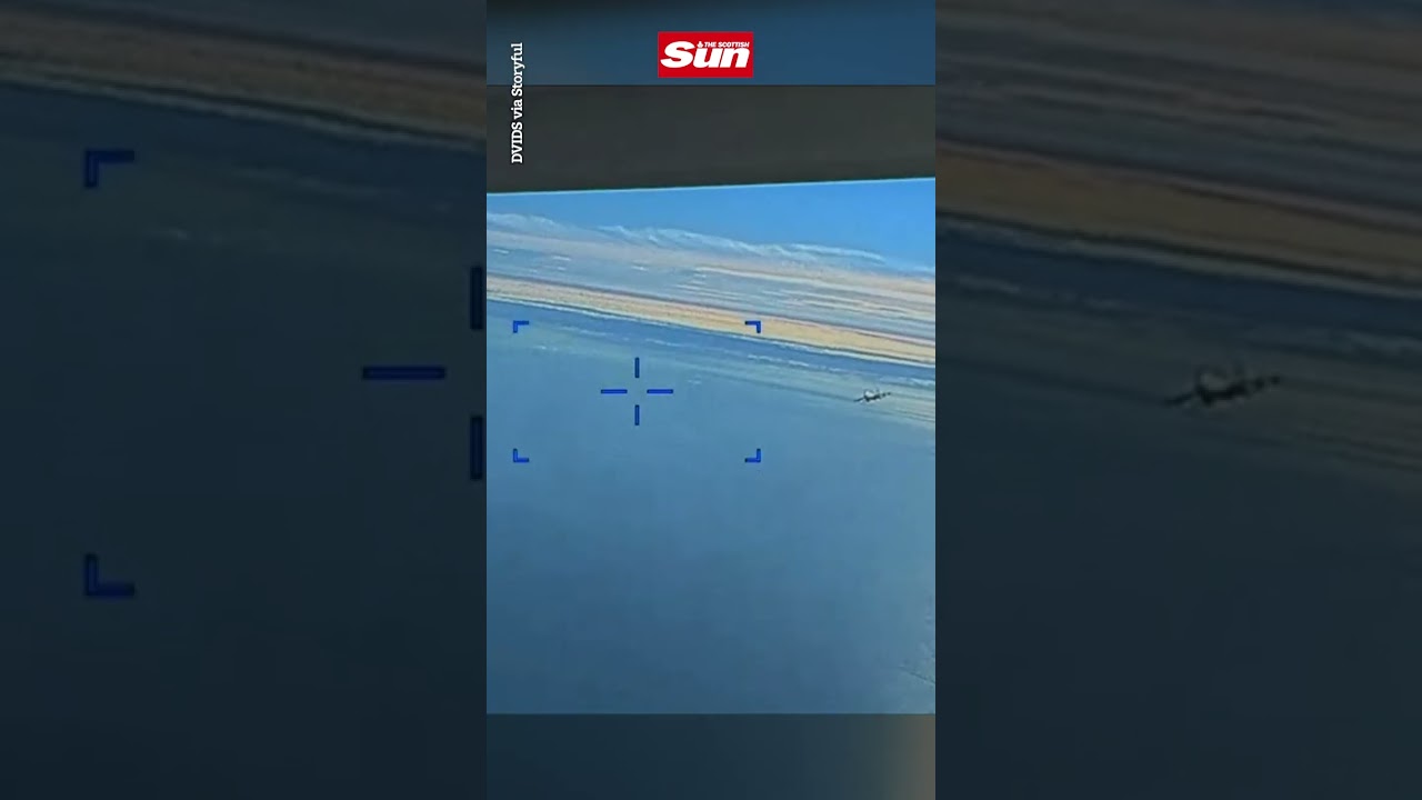 Moment Russian jet crashes into US drone & dumps fuel on it 