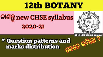 New CHSE syllabus 2020-21. BOTANY (Biology)