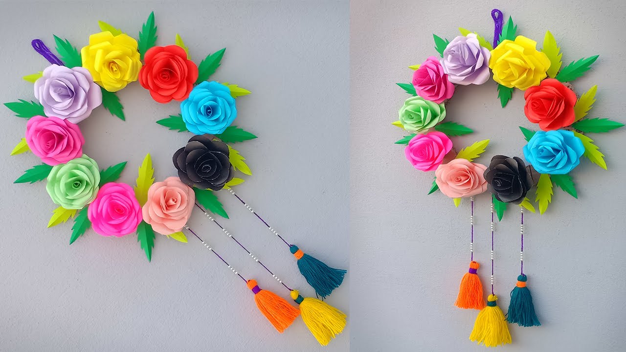 Best out of waste cardboard wall hanging idea Paper flowers Wall