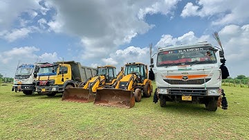 2 JCB 3dx Backhoe Loading Mud in Tata Signa 3530 Tipper and Tata 2518 Truck
