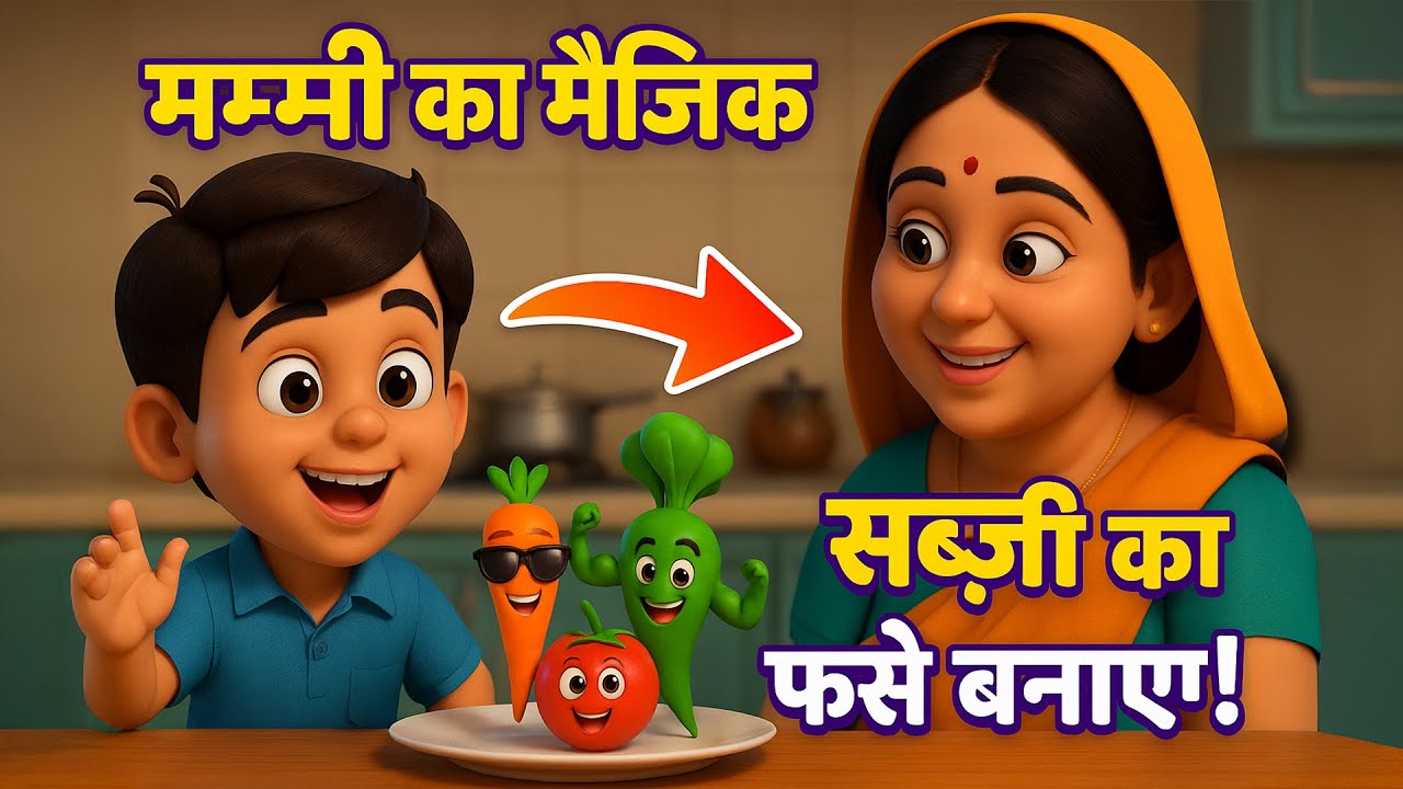 Mummy Ka Magic, Sabzi Ka Power | Funny Hindi Rhymes for Kids  मम्मी का जादू
