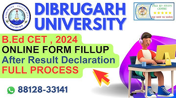 DIBRUGARH UNIVERSITY B.Ed FORM Fillup after Result Decleration #formfillup#dibrugarhuniversity#assam