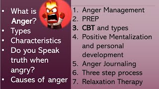 What is Anger| Types| Characteristics| Causes| Management| PREP| CBT and it types| Emotion