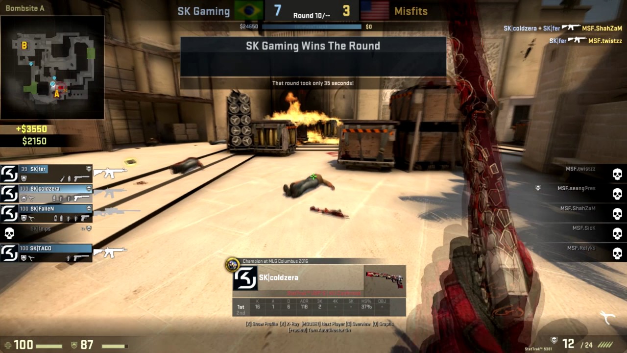 CS:GO POV Demo SK coldzera (29/11) vs Misfits (de_mirage) - YouTube