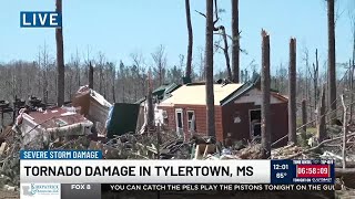 Tornado damage in Tylertown, Mississippi