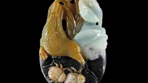 Carved Amazonite Birds picking bug Pendant AE500002