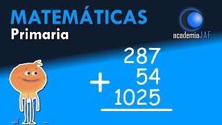 Sumas con llevadas de tres números con diferentes cifras