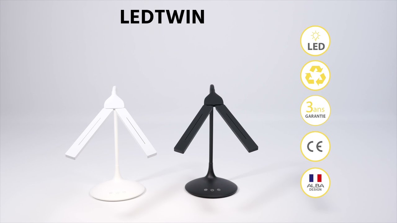 Lampe de bureau LED Twin - puissance 6W - durée 25 000h - sans fil  rechargeable par USB - blanc pas cher