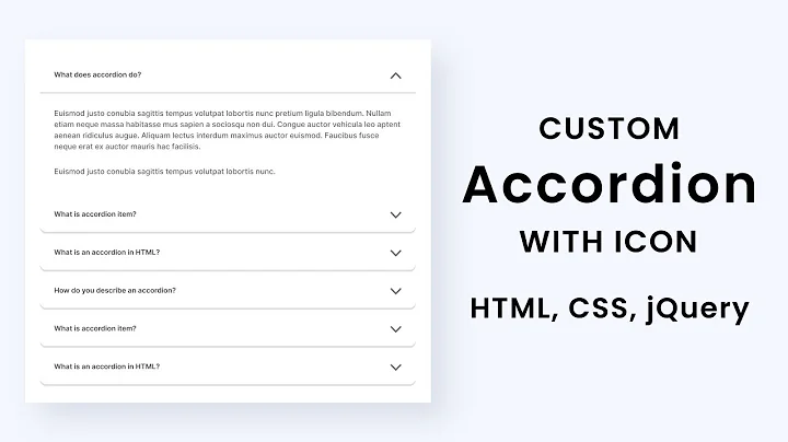 Accordion Using HTML, CSS, jQuery With Arrow Icon | Visible All Panels | Visible Only One Panel