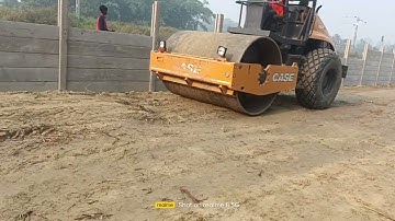 Railway track in rolling soil  compaction work in progress