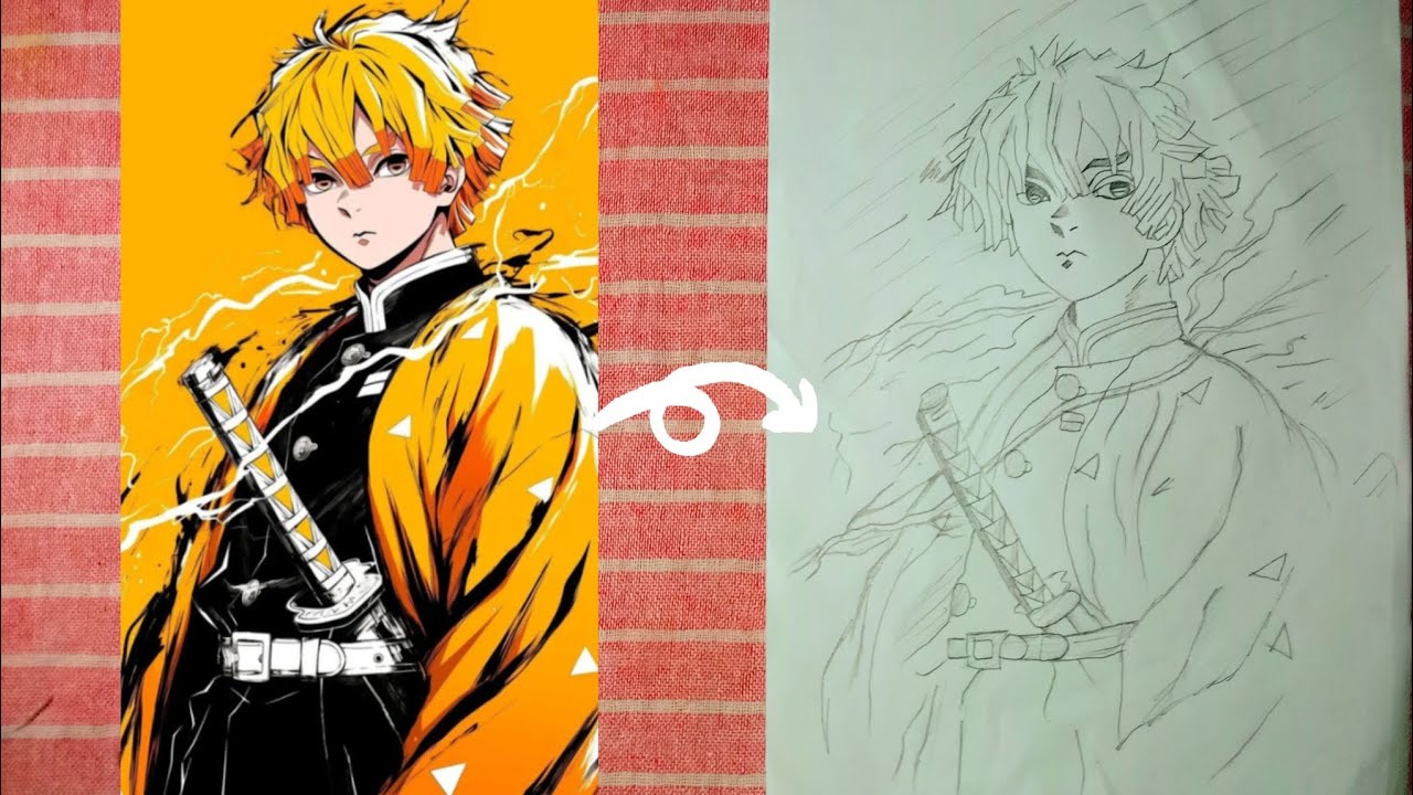 How To Draw Zenitsu Agatsuma 💫| Demon Slayer Anime Charecter Drawing | Anime Drawing Step By Step