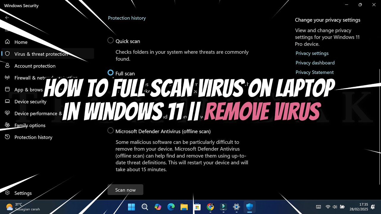 How to Full Scan Virus on Laptop in Windows 11 || Remove Virus - YouTube
