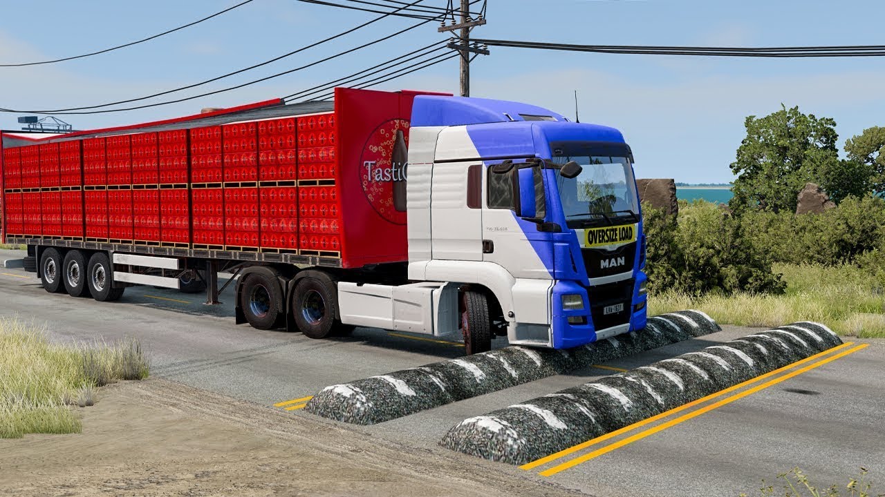 Trucks vs Speed Bumps SPECIAL #84 | BeamNG Drive - Long Video | TrucksVs