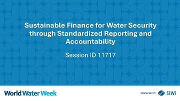 11717 Sustainable Finance for Water Security through Standardized Reporting and Accountability