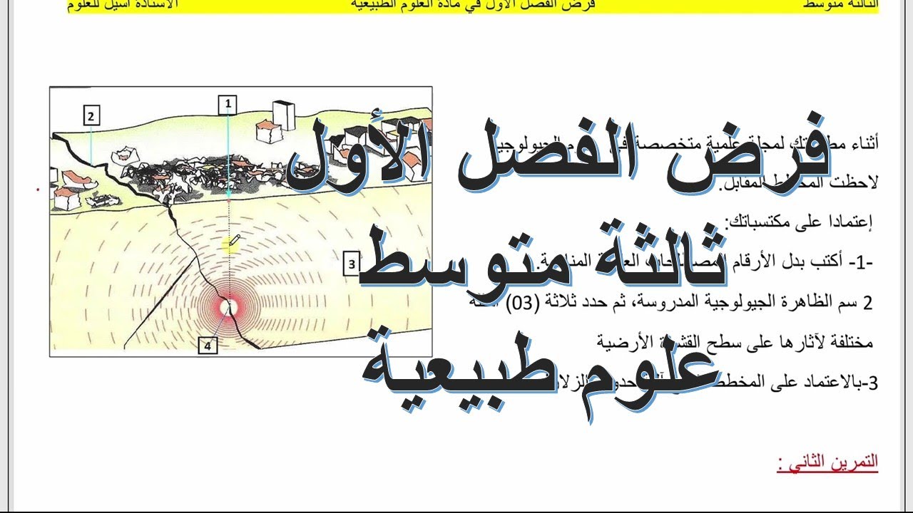 فرض العلوم الطبيعية السنة الثالثة متوسط الفصل الأول