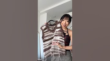 I tried knitting my friend a vest as a beginner (full vid on channel!)