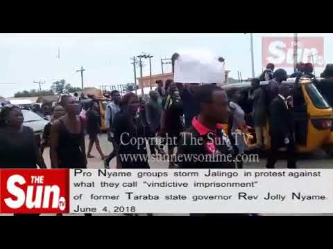 Pro Jolly Nyame group storm Jalingo in protest against 'Vindictive Imprisonment'