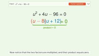 Solving u^2+4u-96=0 by Factoring: Step-by-Step Video Solution Update