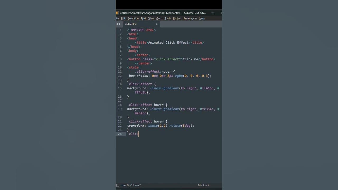 How to Create an Animated Click Effect in HTML and CSS #html #css - YouTube