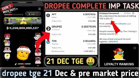 Dropee airdrop complete these imp task 🤑 || Droppe airdrop listing & tge date confirm 🥳 