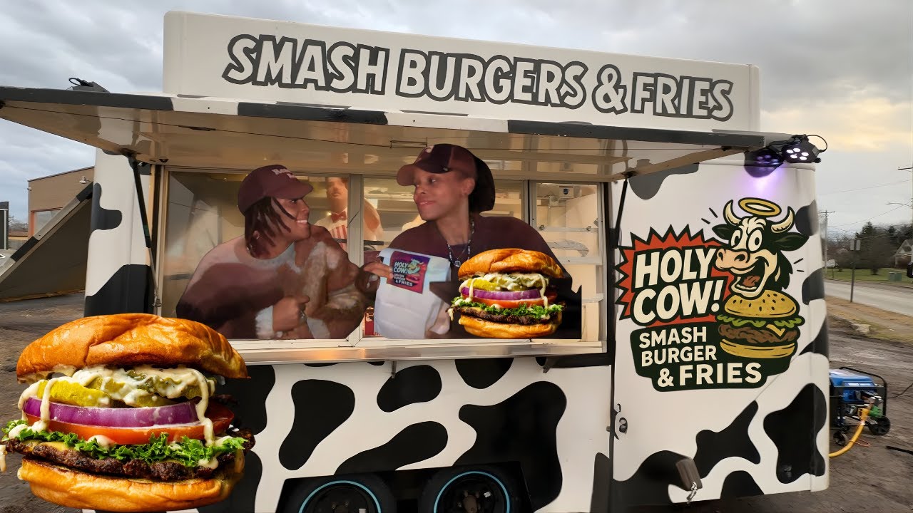 Реакция пары на чизбургеры Holy Cow в Колумбусе