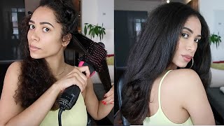 CURLY TO STRAIGHT HAIR TUTORIAL | NO FLAT IRON | Blow Dry Techniques!