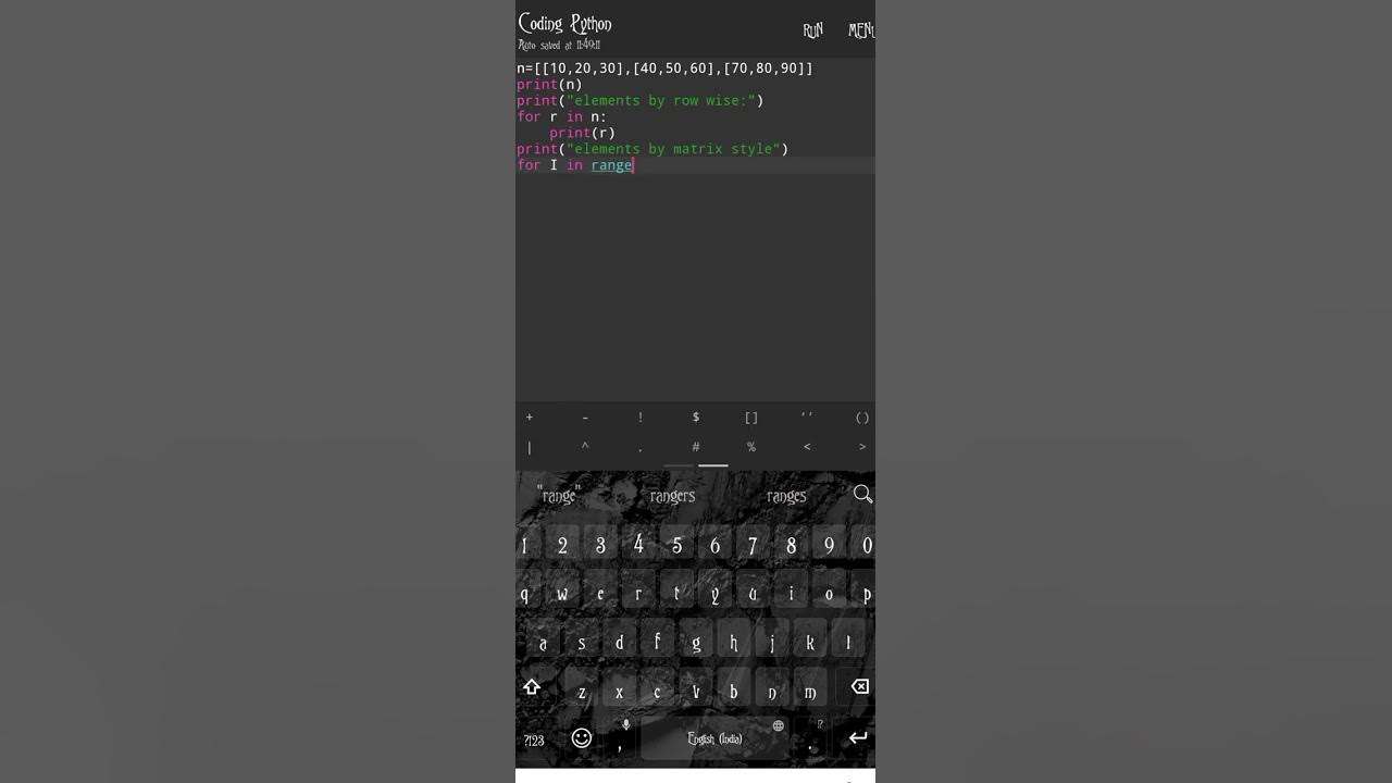 In python we can represent matrix by using nested lists#shorts #program ... image.