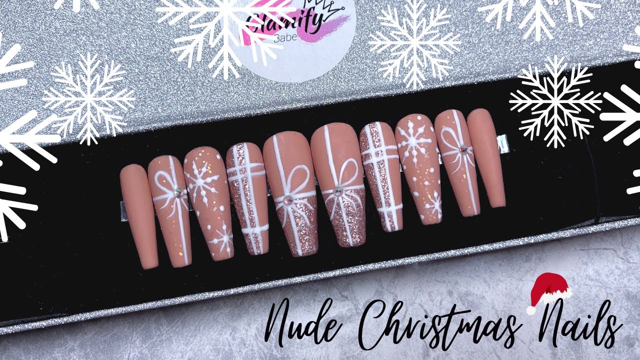 КОРИЧНЕВЫЙ ПОДАРОК ​​К РОЖДЕСТВЕНСКОМУ ДИЗАЙНУ НОГТЕЙ | КАК СДЕЛАТЬ НАКЛАДНЫЕ НОГТИ | УРОКИ ПО НО...