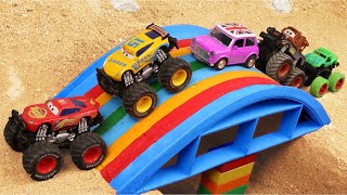 Collection funny videos toy bridge construction vehicles | Police car toy stories | Mega Trucks