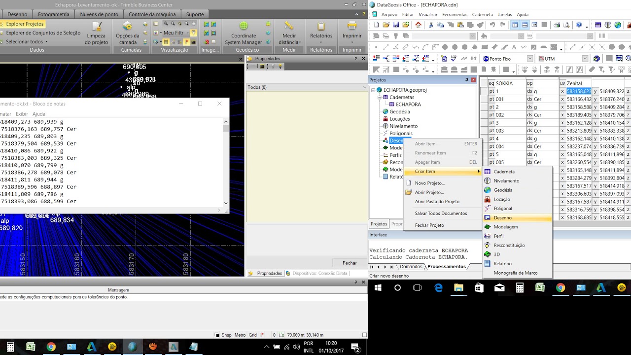 Coordenadas Locais Datageosis