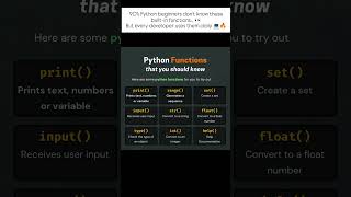 🔥 Python Functions Every Beginner Must Know in 2026 🐍#shorts #short