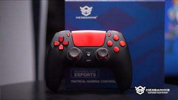 HEXGAMING RIVAL FPS eSport Custom Controller for PS5, PC, Mobile - Black Scarlet Red