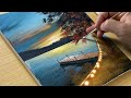 How to Draw a Sunset Lake / Acrylic Painting for beginners