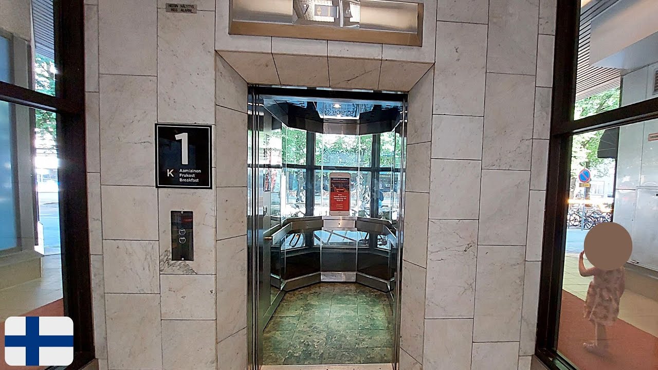 Beautiful scenic 1983 KONE (mod. 2002) traction elevator at Original Sokos hotel Royal, Vaasa FIN