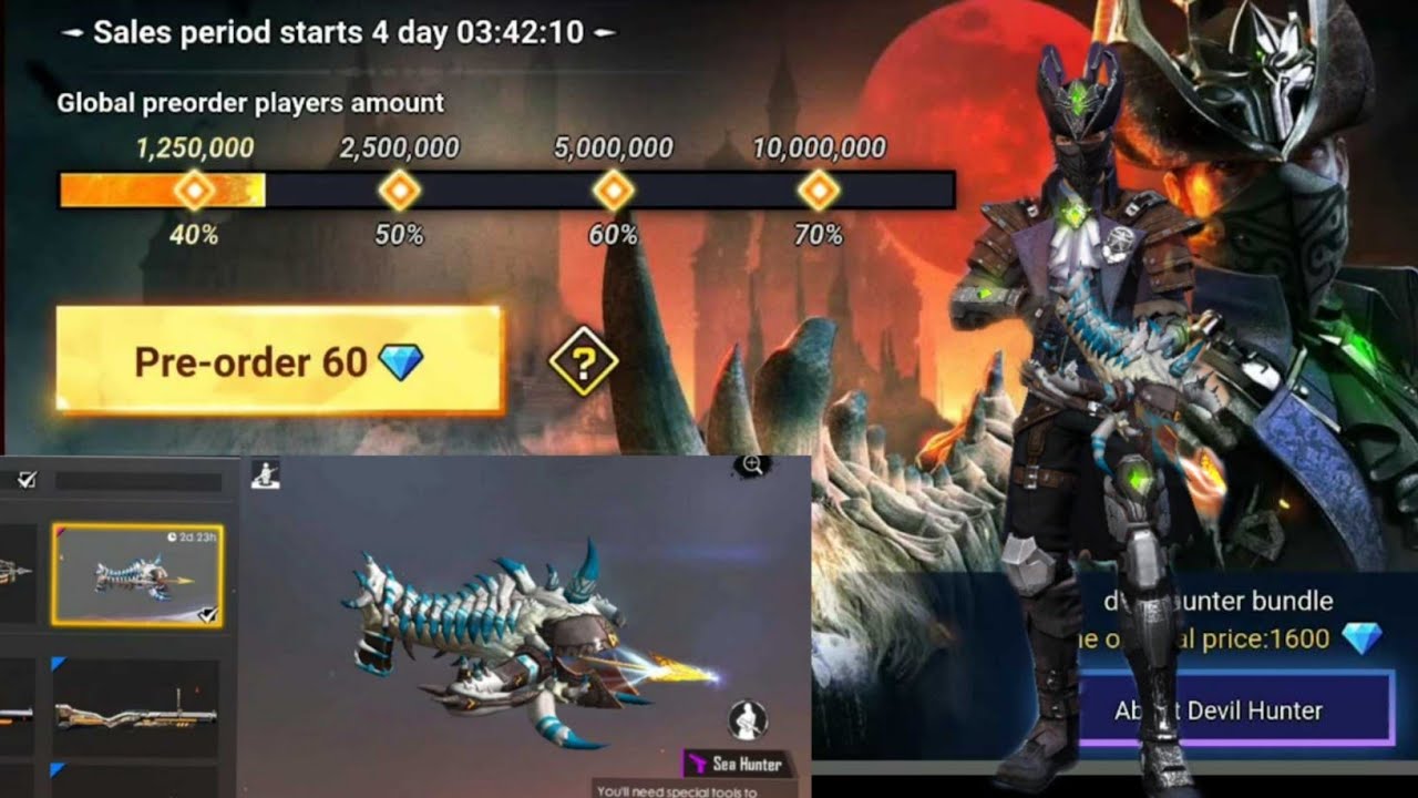 Garena Free Fire New Pre order Event Devil Hunter Bundle at CROSB