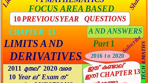 +1 Maths #10 Years Previous Questions & Answers #Limits & Derivatives Part 1 (March & Improvement)