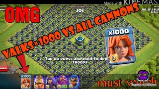 1000 valks vs all cannons | coc| full hack clash of clans with download LINK | Must watch. screenshot 2