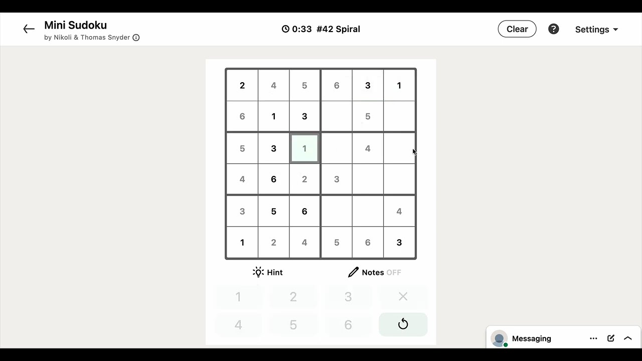 LinkedIn Mini Sudoku #42 Spiral | Today's Answer